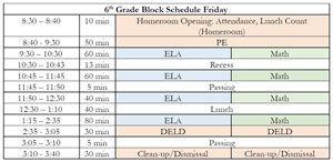 Schedule Friday